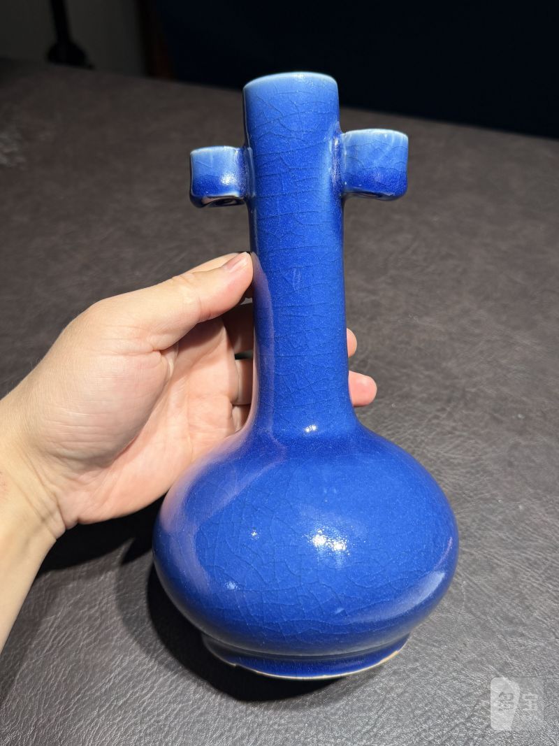清康熙 宝石蓝釉投壶 - 图5